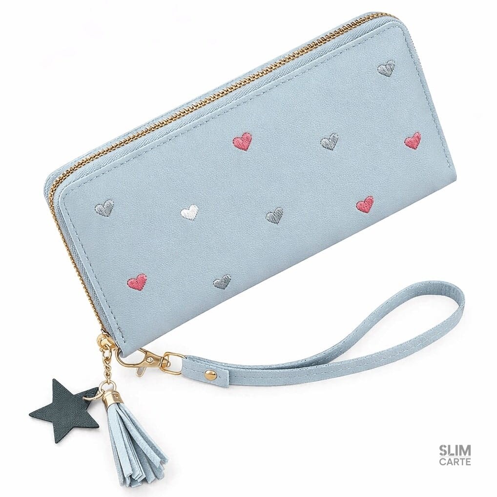 Portefeuille long imprimé coeur