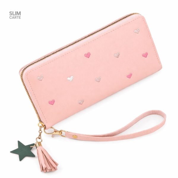 Portefeuille long au design cœur unique