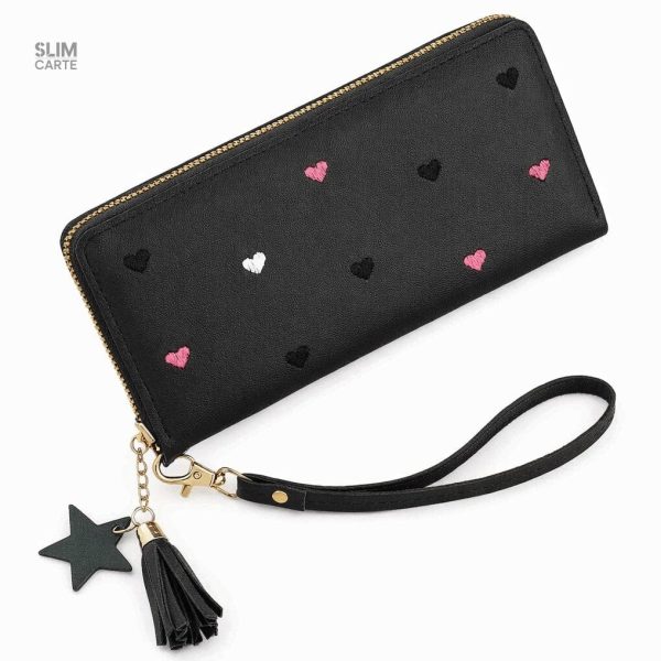 Accessoire tendance en portefeuille imprimé cœur