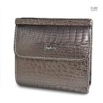 Portefeuille compact en cuir de crocodile