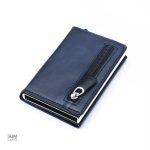 Élégant porte-cartes cuir avec poche zippée