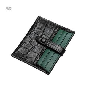 Porte-cartes luxe en cuir crocodile, design raffiné