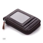 Porte-cartes zippé en cuir PU avec protection RFID