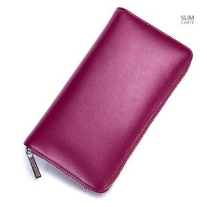 Porte-cartes long cuir à glissière RFID - Le Classique