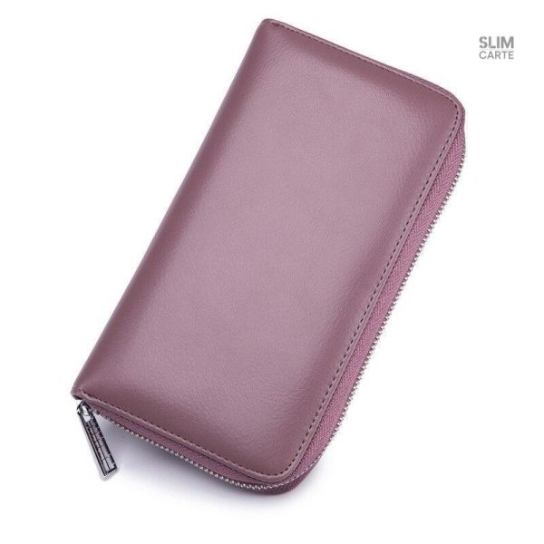 Porte-cartes cuir avec glissière, design moderne et épuré