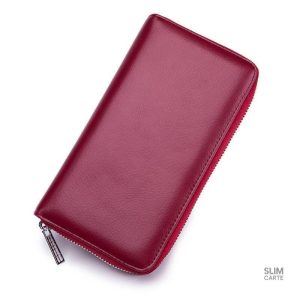 Porte-cartes long avec zip, idéal pour organiser vos cartes