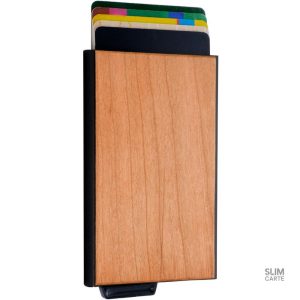 Porte-cartes rigide en bois et métal de qualité