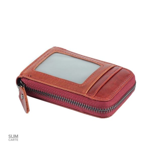 Accessoire en cuir zippé pour cartes et billets