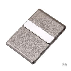 Porte-cartes compact simili cuir et métal - Le Classique™