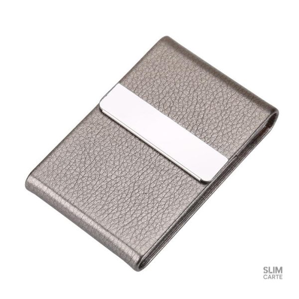 Porte-cartes compact simili cuir et métal - Le Classique™
