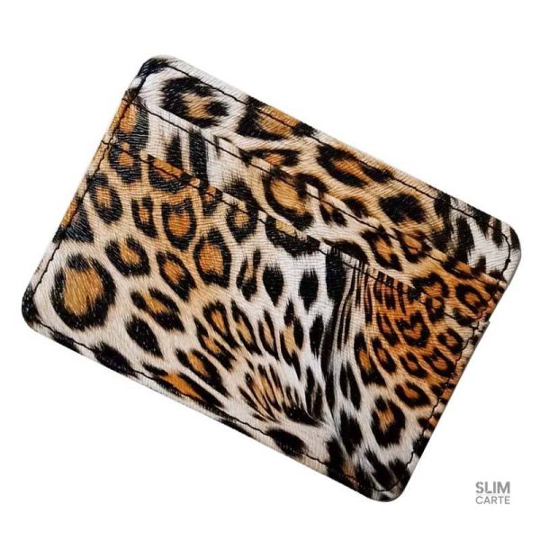 Accessoire féminin : porte-cartes imprimé léopard