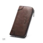 Porte-cartes compact style vintage en cuir naturel