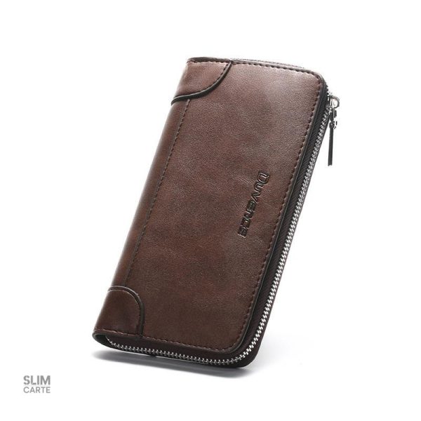 Porte-cartes compact style vintage en cuir naturel