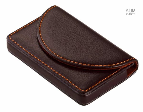 Porte-cartes compact en simili cuir, style raffiné