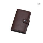 Porte-cartes compact en cuir et métal, sécurisé RFID