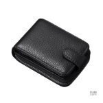 Porte-cartes à glissière, style classique en cuir authentique