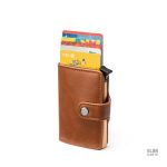 Porte-cartes en cuir pu et métal RFID pour homme