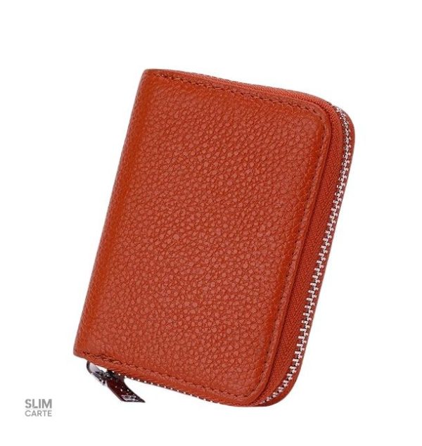 Porte-cartes à glissière en matière noble