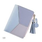 Porte-monnaie compact tricolore, style classique intemporel