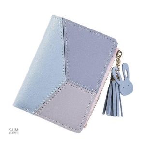 Porte-monnaie compact tricolore, style classique intemporel