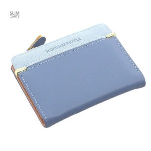 Porte-monnaie zippé bicolore en cuir PU - Le Classique™