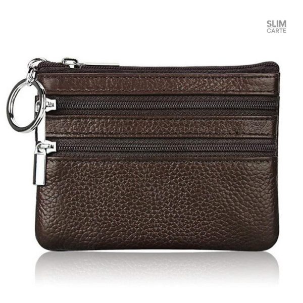 Porte-monnaie double zip en imitation cuir pour un style chic