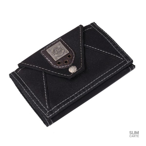 Porte-monnaie compact avec écusson stylisé