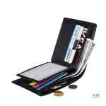 Élégant portefeuille lisse en cuir véritable