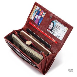 Portefeuille en cuir unie, sécurisé et chic