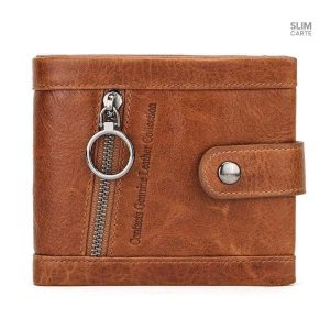 Portefeuille court en cuir véritable RFID