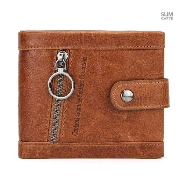 Portefeuille court en cuir véritable RFID