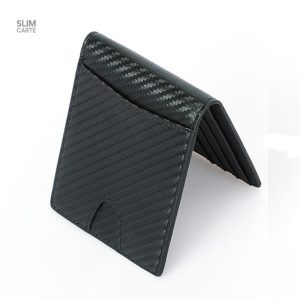 Portefeuille en simili cuir carbone ultra fin RFID
