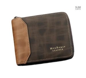 Portefeuille élégant à glissière, style bicolore