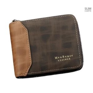 Portefeuille élégant à glissière, style bicolore