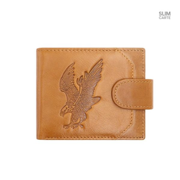 Design aigle sur un portefeuille en cuir raffiné