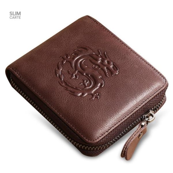 Portefeuille en cuir gravé dragon Le Classique™