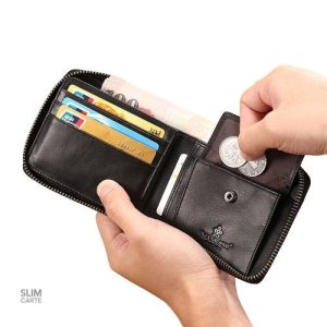 Portefeuille en cuir avec motif dragon, style raffiné