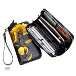 Portefeuille élégant en cuir avec impression florale