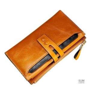 Portefeuille long en cuir, espace de rangement optimisé