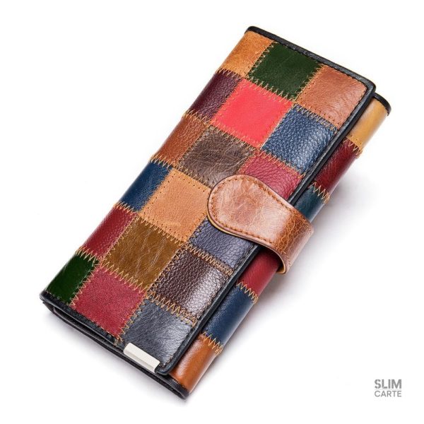 Portefeuille en cuir au design patchwork unique