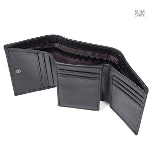 Portefeuille RFID en cuir lisse, style intemporel