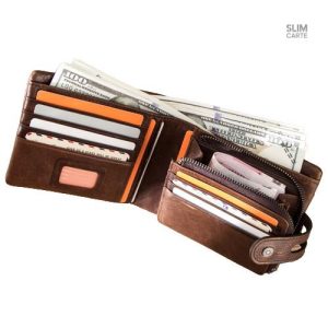 Accessoire de mode : portefeuille RFID en cuir