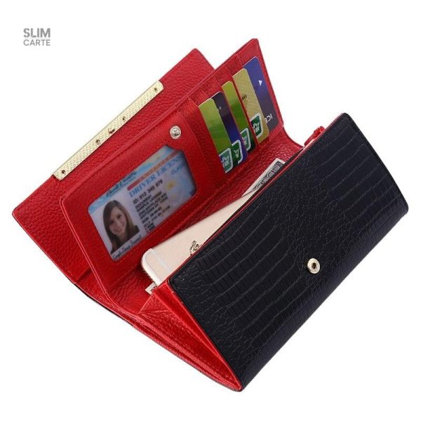 Portefeuille long en cuir, style sophistiqué et durable