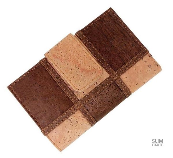 Portefeuille audacieux en liège à motifs graphiques