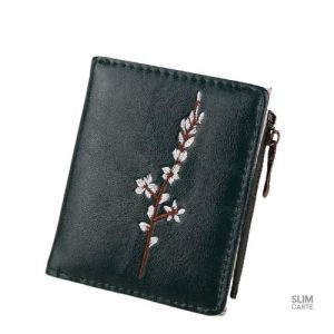 Portefeuille classique avec motif floral tissé