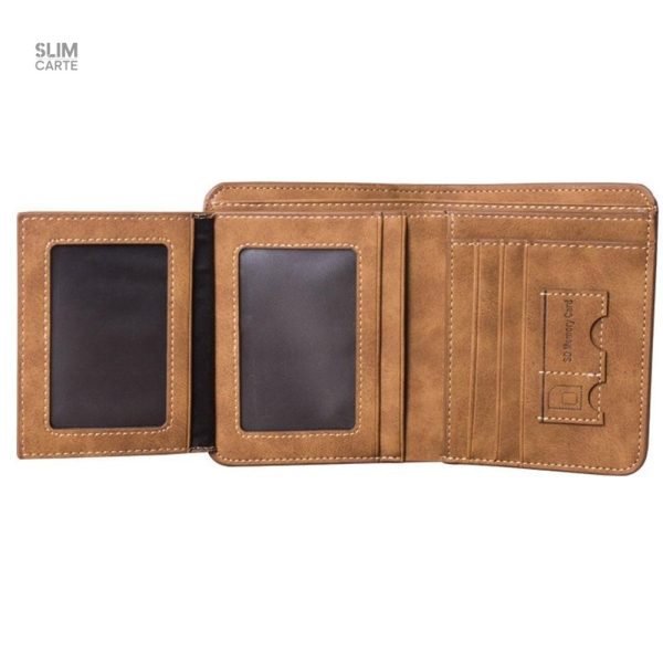 Portefeuille compact en simili cuir, idéal rangement