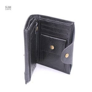 Portefeuille unisexe en simili cuir, finition brillante raffinée