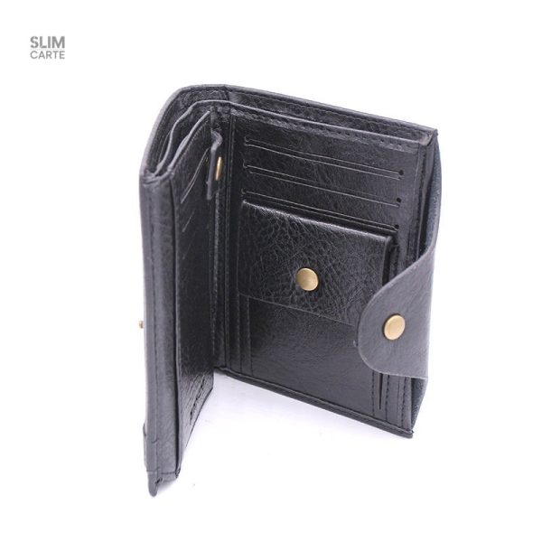 Portefeuille unisexe en simili cuir, finition brillante raffinée