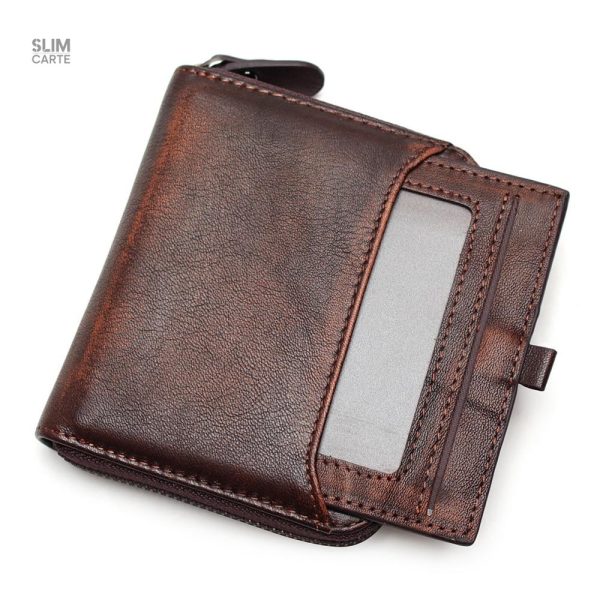 Portefeuille en cuir zippé pour homme