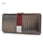 Portefeuille en cuir véritable, design crocodile chic